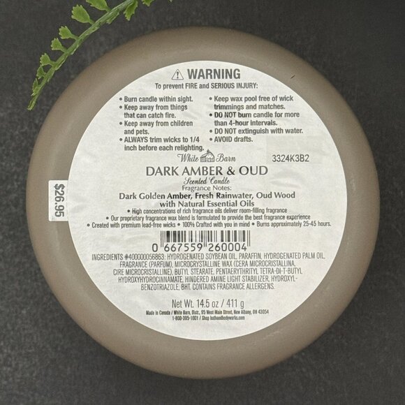 BBW Dark Amber & Oud White Barn Bath & Body Works 3 Wick Candle - Picture 10 of 10